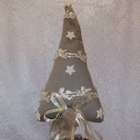 Eleganter Stoff Tannenbaum gold taupe im Topf Weihnachtsdeko Bild 3