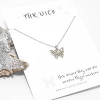 Kette Schmetterling Edelstahl mit Spruchkarte Geschenkidee Bild 2