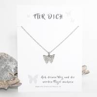 Kette Schmetterling Anhänger aus Edelstahl in Silber und Gold mit Spruchkarte Geschenkidee Bild 5