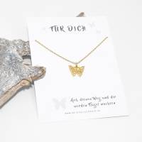 Kette Schmetterling Anhänger aus Edelstahl in Silber und Gold mit Spruchkarte Geschenkidee Bild 6