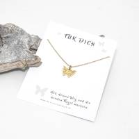 Kette Schmetterling Anhänger aus Edelstahl in Silber und Gold mit Spruchkarte Geschenkidee Bild 7
