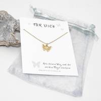Kette Schmetterling Anhänger aus Edelstahl in Silber und Gold mit Spruchkarte Geschenkidee Bild 8