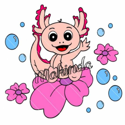 Plotterdatei Axolotl Mädchen – Süße maritime Meerestier Datei für Kinder