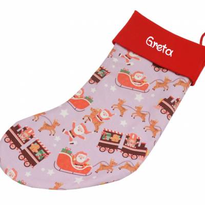 Nikolausstiefel Nikolaus mit Schlitten & Namen - Nikolaussocke personalisiert - Geschenk zum Nikolaus Weihnachststiefel