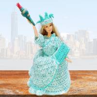Lady Liberty, Freiheitsstatue, Klorollenpuppe, gehäkelt, Versteck für die Klorolle Bild 1