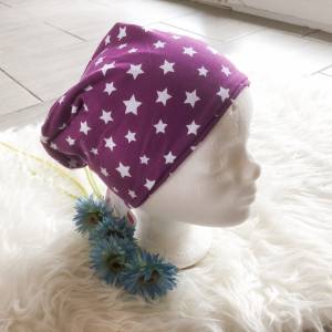 Wendemütze - Mütze für Kinder in der Größe KU 55/56 Kindermütze - Mütze für Mädchen mit Sternen Bild 4