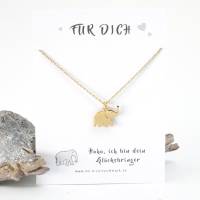 Kette Elefant Glücksbringer Edelstahl in Silber und Gold mit Spruchkarte Geschenkidee Bild 1