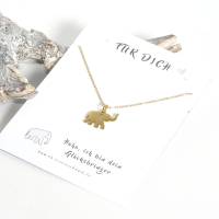 Kette Elefant Glücksbringer Edelstahl in Silber und Gold mit Spruchkarte Geschenkidee Bild 8