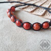 Armband mit roten Schaumkorallen-Perlen - extra groß/lang - Unisex - größenverstellbar - Makramee Bild 1