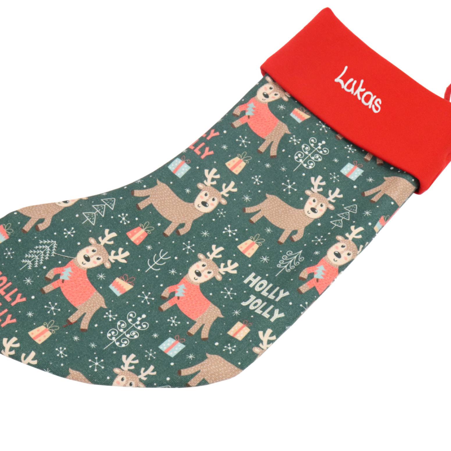 Nikolausstiefel Elch grün - Nikolaussocke personalisiert - Geschenk zum Nikolaus - Weihnachststiefel