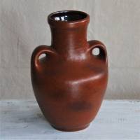 braune Vase mit 2 Griffen 60er Jahre Bild 1