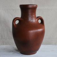 braune Vase mit 2 Griffen 60er Jahre Bild 4