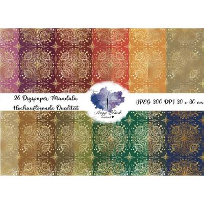 Mandala 26 Digipaper JPEG hochauflösende Qualität (300 DPI) Endlosmuster  auch für Weihnachten passend