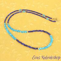 Zarte Kette aus Sleeping Beauty Türkis mit Lapis Lazuli Bild 4