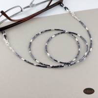 5 in 1 Brillenkette - Elegant Silver - Maskenkette Damen Halskette Armband Maskenband Brillenhalter schwarz-silber Bild 1