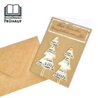 Weihnachtskarte mit Papierdrahtfiguren Weihnachtsbäume Bild 1