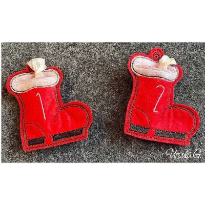 *  Advents Stiefel ITH - Stickdatei,zum befüllen  * mit Zahlen von 1 - 24, für 10x10 Rahmen