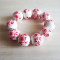 10x Porzellan Perlen 12 mm Kirschblüte Bild 1