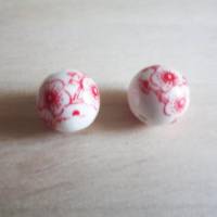 10x Porzellan Perlen 12 mm Kirschblüte Bild 2