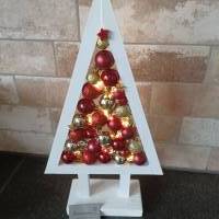 beleuchteter Weihnachtsbaum mit Kugeln_rot und gold Bild 2