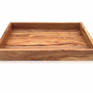 Tablett rechteckig L. 32 cm, Holz Serviertablett, Ablage, Platte, handgefertigt aus Olivenholz, Hochwertig, Geschenk. Bild 4