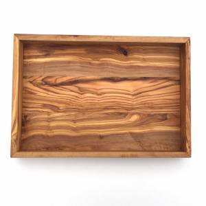 Tablett rechteckig L. 32 cm, Holz Serviertablett, Ablage, Platte, handgefertigt aus Olivenholz, Hochwertig, Geschenk. Bild 5