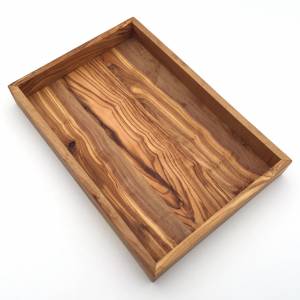 Tablett rechteckig L. 32 cm, Holz Serviertablett, Ablage, Platte, handgefertigt aus Olivenholz, Hochwertig, Geschenk. Bild 6