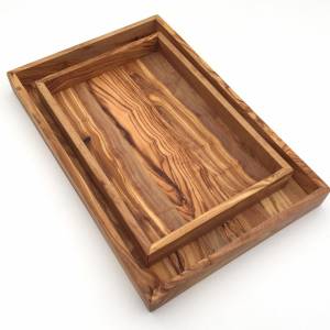Tablett rechteckig L. 32 cm, Holz Serviertablett, Ablage, Platte, handgefertigt aus Olivenholz, Hochwertig, Geschenk. Bild 8