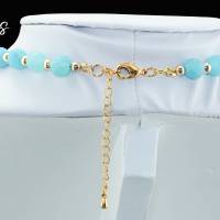Halskette Damen Edelsteinkette Collier Schmuck crackle blaue Achat Quartz Bild 4
