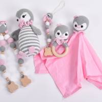 Handgefertigtes gehäkeltes Kinderspielzeugset "POLAR" aus Baumwolle, Geschenk Set zur Geburt,Handmade Amigurumi Bild 1