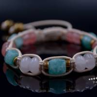 Damen Armband aus Edelsteinen Amazonit Quarz und Hämatit mit Knotenverschluss, Makramee Armband, LIMITED EDITION Bild 4