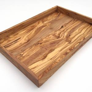 Tablett rechteckig L. 41 cm, Holz Serviertablett, Ablage, Platte, handgefertigt aus Olivenholz, Hochwertig, Geschenk. Bild 2