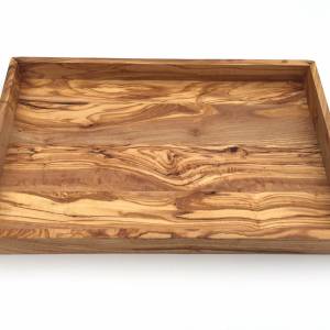 Tablett rechteckig L. 41 cm, Holz Serviertablett, Ablage, Platte, handgefertigt aus Olivenholz, Hochwertig, Geschenk. Bild 3