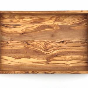 Tablett rechteckig L. 41 cm, Holz Serviertablett, Ablage, Platte, handgefertigt aus Olivenholz, Hochwertig, Geschenk. Bild 5