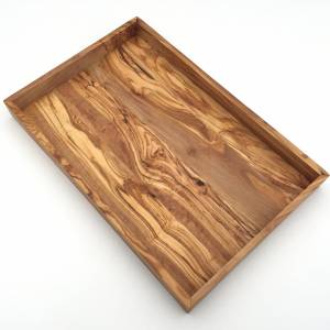 Tablett rechteckig L. 41 cm, Holz Serviertablett, Ablage, Platte, handgefertigt aus Olivenholz, Hochwertig, Geschenk. Bild 6