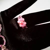 Set "Rosé" Perlenkette Ohranhänger Ring Armband Festschmuck Unikat Bild 5