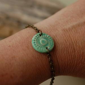 Armband für Damen - türkis- und bronzefarbene Bild 2