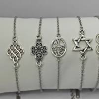 Zartes, filigranes, minimalistisches Edelstahl Armband mit keltischem Symbol aus Metall Bild 3