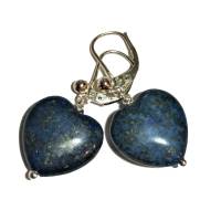 Ohrringe blau Lapislazuli Herz jeansblau an 925er Silber Lapslazuliohrringe handgemacht Geschenk für sie Bild 2