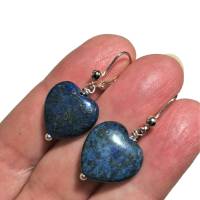 Ohrringe blau Lapislazuli Herz jeansblau an 925er Silber Lapslazuliohrringe handgemacht Geschenk für sie Bild 3