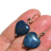 Ohrringe blau Lapislazuli Herz jeansblau an 925er Silber Lapslazuliohrringe handgemacht Geschenk für sie Bild 4