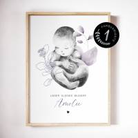 Personalisiertes Baby Poster "Newborn" mit Namen • Geschenk für Geburt und Taufe • Wanddeko für Kinderzimmer Bild 3