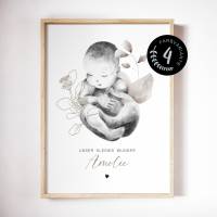 Personalisiertes Baby Poster "Newborn" mit Namen • Geschenk für Geburt und Taufe • Wanddeko für Kinderzimmer Bild 6