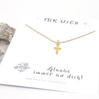 Halskette Kreuz Glaube Schutz Edelstahl in Silber und Gold mit Spruchkarte Bild 5
