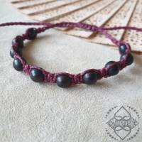 Armband mit schwarzen Sandelholz-Perlen in rot - extra groß/lang - Unisex - größenverstellbar - Makramee Bild 1