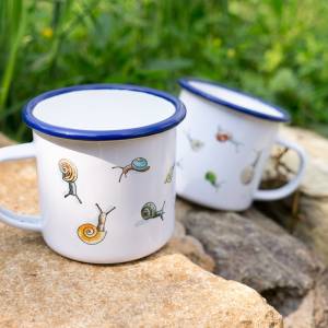Emaille-Tasse mit kleinen Schnecken, Geschenk Tasse für Garten-Freunde, Emaille-Tasse Garten, personalisierbar Bild 8