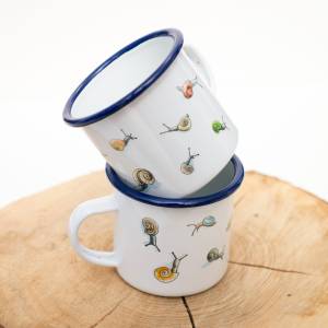 Emaille-Tasse mit kleinen Schnecken, Geschenk Tasse für Garten-Freunde, Emaille-Tasse Garten, personalisierbar Bild 9