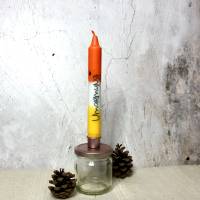 Gelb/orange Kerze Dip Dye mit Beschriftung Umarmung Bild 1