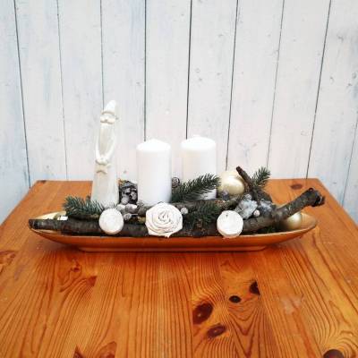 Adventsgesteck Kerzengesteck Weihnachtsdeko länglich