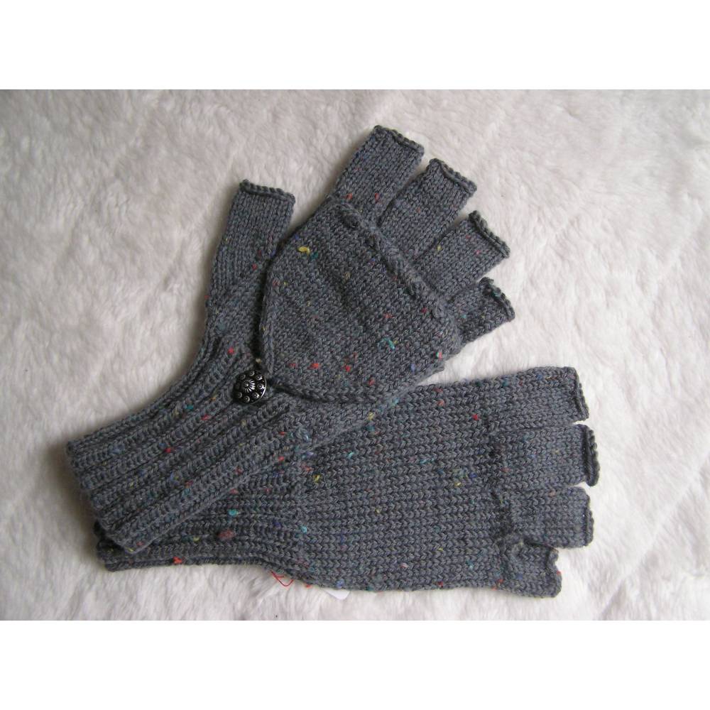 handgestrickte Handschuhe - Klapphandschuhe 2 in 1 - Gr. L Bild 1